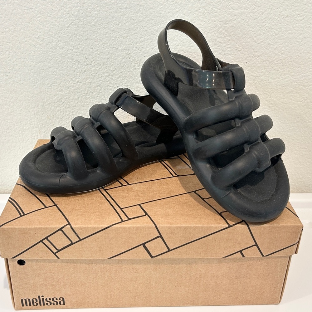 Melissa Black Freesherman Sandals, Size 6, New in Box